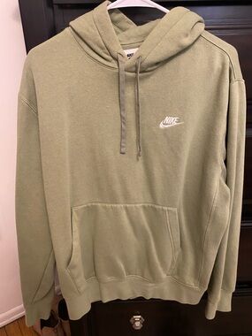 Nike Men’s Olive Hoodie with White Logo